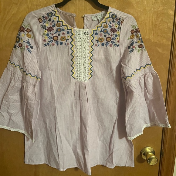 Hayden Los Angeles Tops - Embroidered Floral Blouse